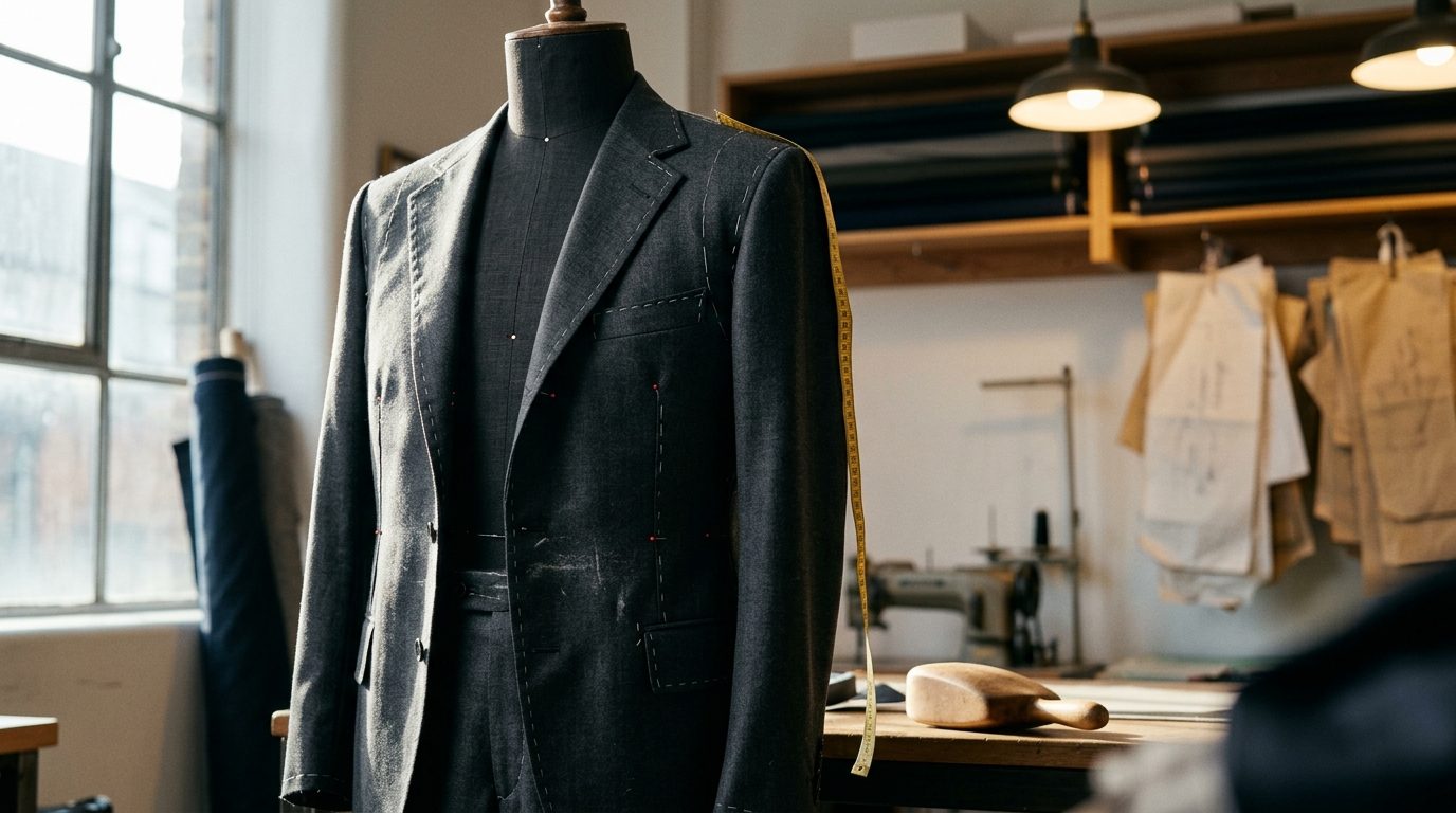 Men’s suit: cut geometry and figure proportions